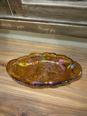Vintage  Indiana Glass “Lily Pons” Amber Carnival Glass - Sunflower Pattern
